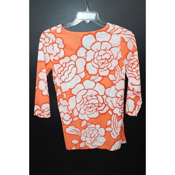 Tori Richard Honolulu Orange Floral Print Women's Size 8 Cover Up 3/4 Sleeve - Picture 5 of 7